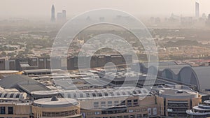 Buildings around Deira and creek district in Dubai timelapse. Dubai, UAE.