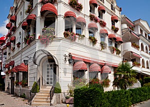 Buildings with awnings in Ohrid