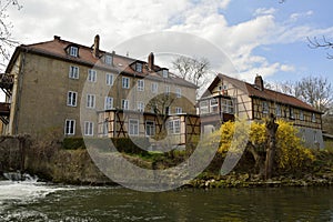 Buildings on the bank of Ilm River in Weimar