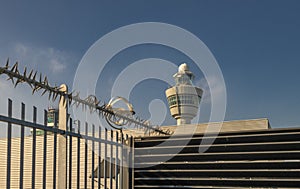 Buildings with blue sky in spring day in Schiphol airport Netherlands 03 06 2024