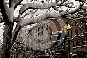 Buildings of Boston in Snow