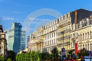 Buildings on Brouckere square in Brussels