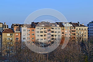 Buildings in the center of Sofia, Bulgaria.