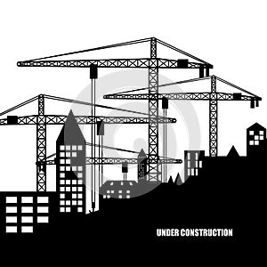 Buildings of the City. Under Construction. Silhouette