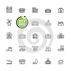 Buildings city vector illustration set