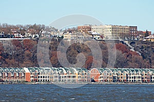 Weehawken New Jersey along the Hudson River with Homes and Buildings photo