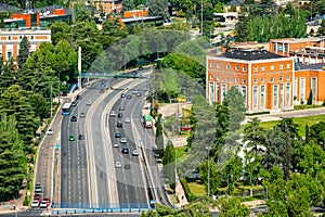 Buildings of the Complutense University of Madrid next to the national highway of the north, Spain. photo