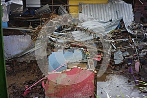 Buildings destroyed after being hit by floods, storms, landslides in the rainy season photo