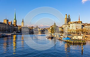 Buildings at the embankment of Zurich