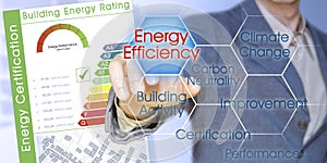 Buildings Energy Efficiency and Rating concept with energy certification classes according to the new European law photo
