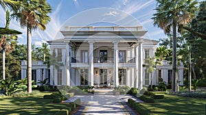 The buildings exterior is adorned with elegant pilasters showcasing the timeless beauty and durability of classical photo