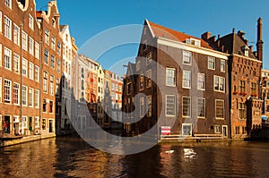 Buildings facing a canal in Amsterdam