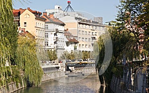 Buildings facing the river in Ljubljana