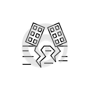 Buildings, fault, abyss icon. Simple line, outline vector elements of natural disasters icons for ui and ux, website or mobile