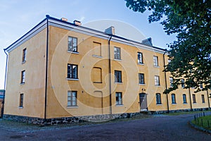 Buildings of Finnish School of Naval Warfare at Suomenlinna Sveaborg , sea fortress in Helsinki, Finla