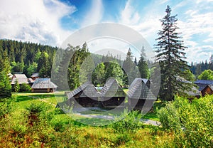 Buildings of folk architecture in the natural environment of the Orava Village Museum