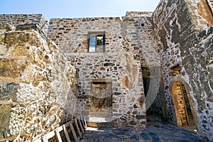 Buildings in the fortress on the island of Spinalonga at the Gulf of Elounda, Crete, Greece