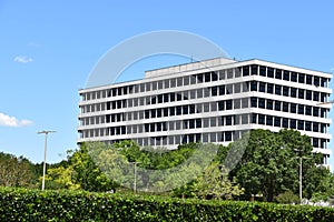 Buildings on the grounds of Space Center Houston in Texas