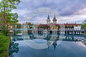 The buildings of the Heviz Lake Spa, Hungary