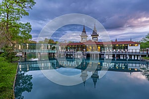 The buildings of the Heviz Lake Spa, Hungary