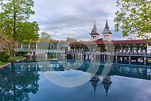 The buildings of the Heviz Lake Spa, Hungary