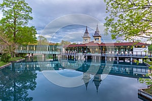 The buildings of the Heviz Lake Spa, Hungary