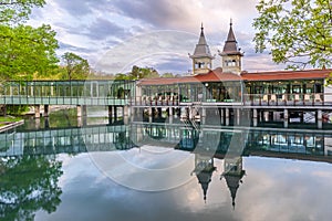 The buildings of the Heviz Lake Spa, Hungary