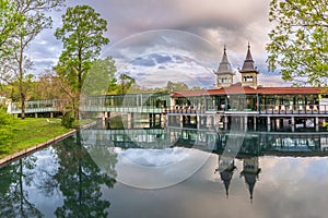 The buildings of the Heviz Lake Spa, Hungary