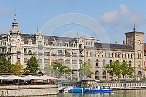 Buildings of the historic part of the city of Zurich along the Limmat river