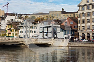 Buildings of the historic part of the city of Zurich along the Limmat river