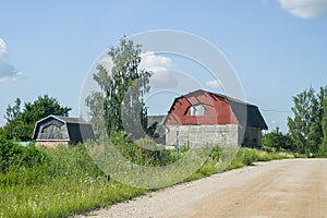 Buildings with interestingly shaped roofs, Latvia photo