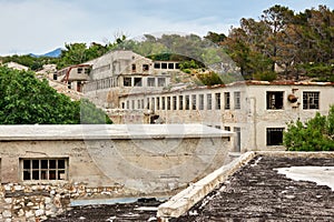 Buildings on the island of Goli otok