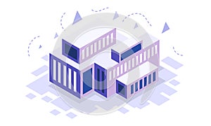 buildings with isometric style design vector