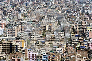 Buildings in Kathmandu city, unplanned urbanization, Nepal