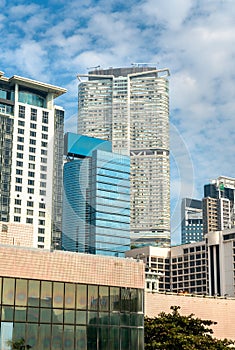 Buildings in the Kowloon district of Hong Kong, China