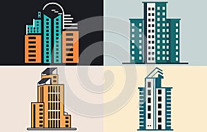 Buildings line icon set,Bank, Hotel, Courthouse. City, Real estate, Architecture buildings icons