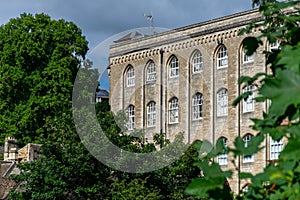 Buildings lining the River Avon at Bradford on Avon, Wiltshire, England