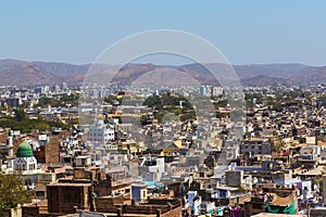 Buildings and Machla Hills in Udaipur