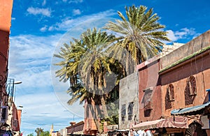 Buildings in Medina of Marrakesh, a UNESCO heritage site in Morocco