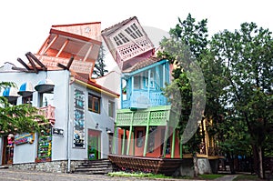 The buildings in Mtatsminda park in Tbilisi, capital of Georgia