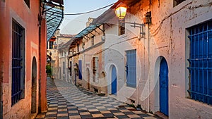 Buildings narrow road in Ioannina city greece