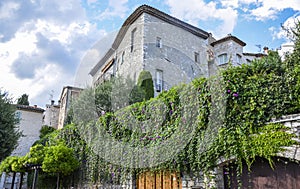 Buildings and narrow streets medieval fortified village Saint Paul De Vence on the French Riviera