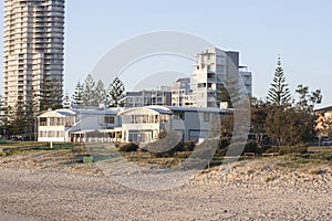 Buildings near the sandy beach, Queensland, Australia