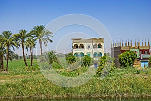 Buildings on the Nile canal near Qena, Egypt