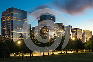 Buildings at Nueva Las Condes, a new financial and business center in Las Condes district next to Araucano Park, Santiago