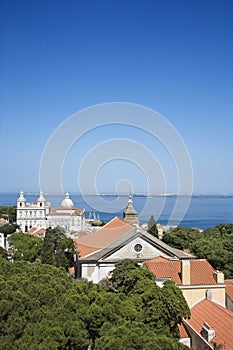 Buildings and Ocean in Lisbon