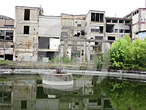 Buildings of old broken and abandoned industries in city of Banja Luka - 2