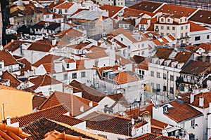 Buildings of the Old Town Alfama in Lisbon Portugal. Mosaic of Lisbon Historical Buildings in the Oldest District