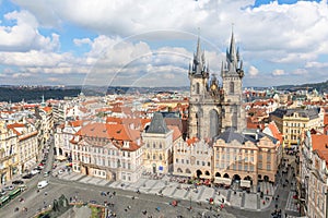 Buildings on the Old Town square in Prague photo