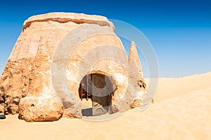 Buildings in Ong Jemel, Tunisia. Ong Jemel is a place near Tozeur, where the movies Star wars